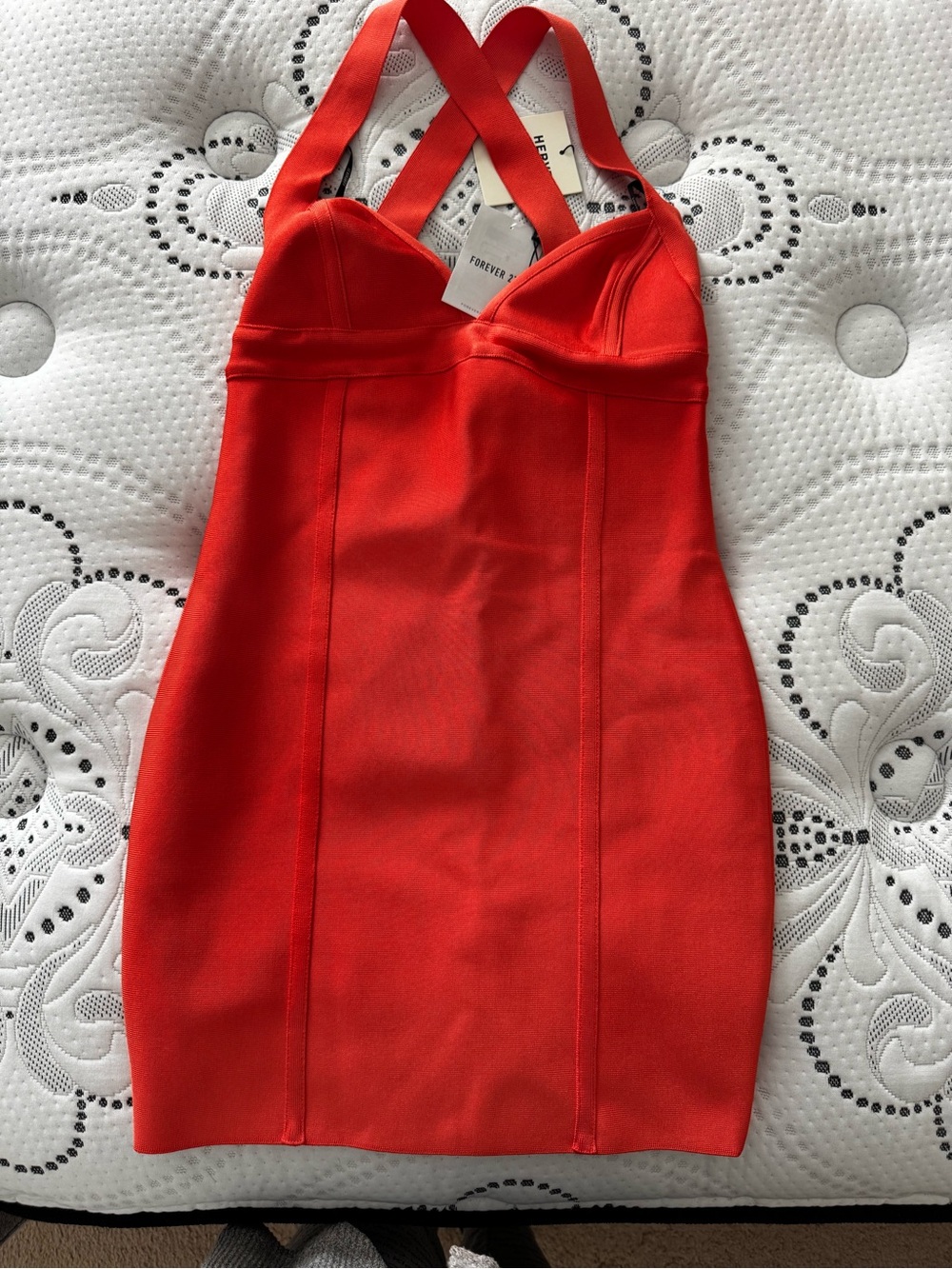 Forever 21 Orange Bodycon Crossback Dress